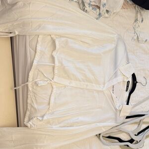 SHEIN White Drawstring Hem Shirt